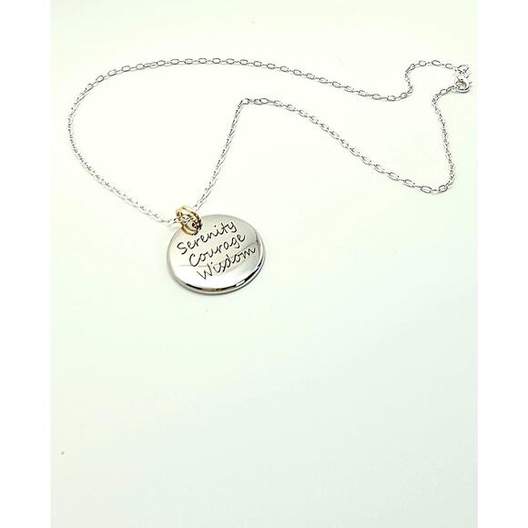 Serenity Prayer Necklace Courage Wisdom 12 Step AA NA Recovery Silver-Plated - Picture 3 of 7